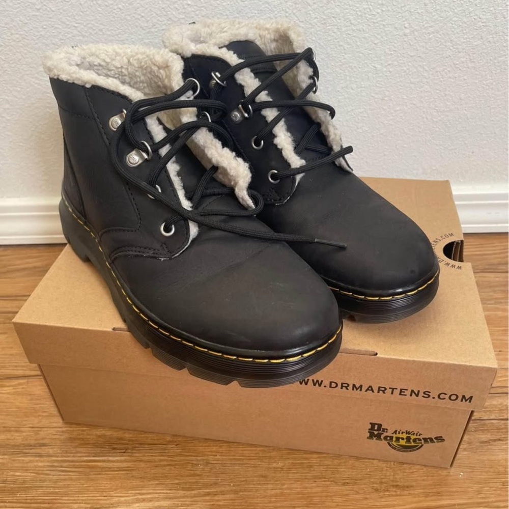 Dr. Martens Black Boots with White Lining
